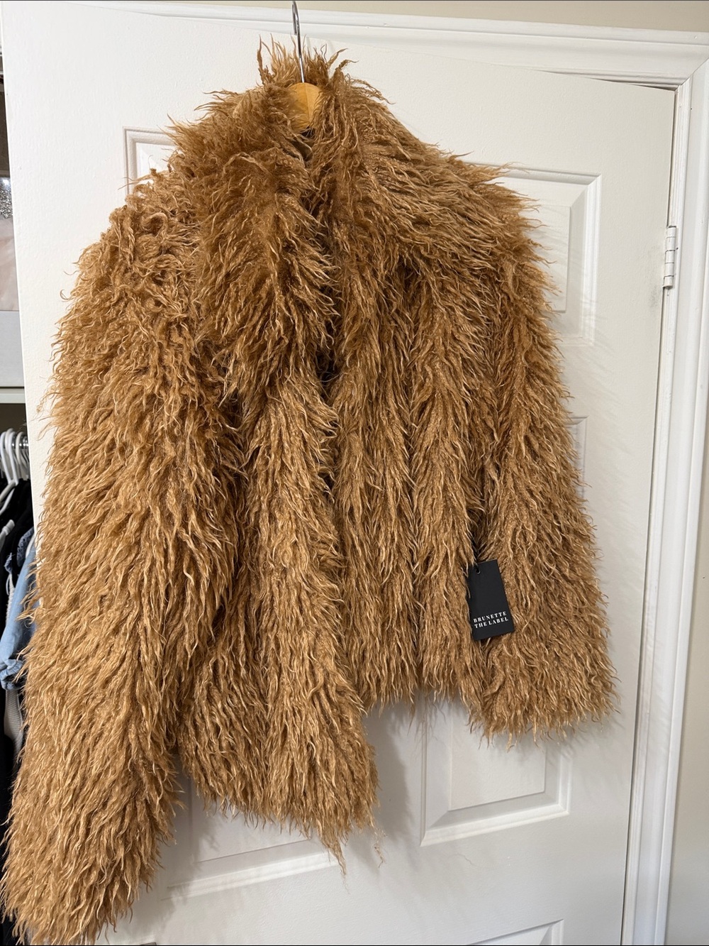 Brunette the label Faux Shearling Shag Jacket in Camel M/L